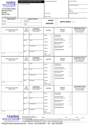Aluminium window-order-form