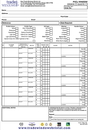 uPVC Window Order Form